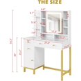 thumbnail image 2 of Bingirl White Vanity Desk with LED Lighted Mirror, Lights, and Power Outlet - 3 Lighting Colors for Bedroom, 2 of 8