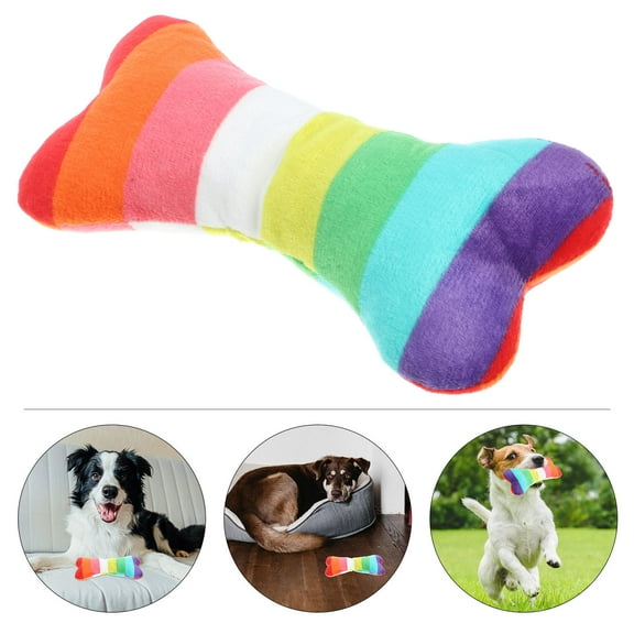 Luxshiny Dog Squeaky Bone Toy Interactive Play Plush 1Pack for Dogs