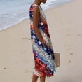 thumbnail image 4 of 4th of July Dresses for Women Summer Cotton Crew Neck Sleeveless Tank Dress Independence Day Print Beach Long Dresses with Pockets, 4 of 9
