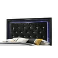 thumbnail image 3 of 1pc Modern Glam Style King Size Upholstery LED Panel Bed Wooden Bedroom Furniture Black, 3 of 6