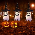 thumbnail image 5 of TETOU 3Pcs 31.5" Upgrade Halloween Decoration Hanging Gypsophila Ghost, Light up LED Witch Hat for Outdoor Tree Garden Home Decor - Colorful Light, 5 of 7