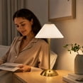 thumbnail image 5 of YAMB Vintage Rechargeable Pleated Fabric Table Lamp, 11.8" Cordless Portable Golden Base Decorative Bedside Night Light with Pleated Shade for Bedroom Dining Table Ambient Lighting, 5 of 7