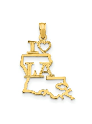 10K Yellow Gold Diamond Louisiana Pelican State Map Pendant 1.45 Charm  0.76 CT.
