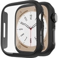 thumbnail image 1 of 2 Pack Hard PC Case Compatible with Apple Watch Series 8 Series 7 45mm Screen Protector, Tempered Glass Film Hard Bumper Anti-Scratch HD Ultra-Thin Protective Cover for iWatch 45mm, Black+Black, 1 of 5