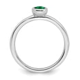 thumbnail image 2 of Sterling Silver Stackable Expressions Oval Created Emerald Ring - Size 10, 2 of 3