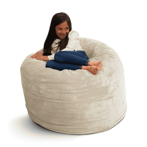 Ultimate Sack 3000 (3 ft.) Bean Bag Chair in multiple colors: Giant Foam-Filled Furniture - Machine Washable Covers, Double Stitched Seams, Durable Inner Liner. (3000, Ivory Fur)