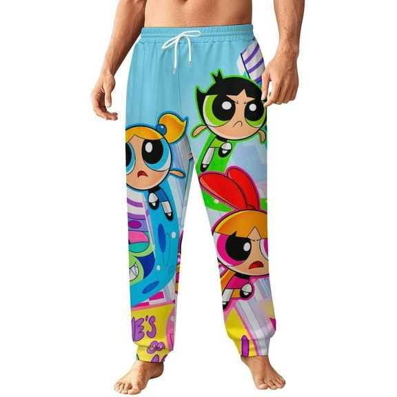 Unisex Powerpuff Gir Joggers Sweatpants Front Print Pants Novelty Graphic Trousers Casual Athletic Sports Joggers with Pockets