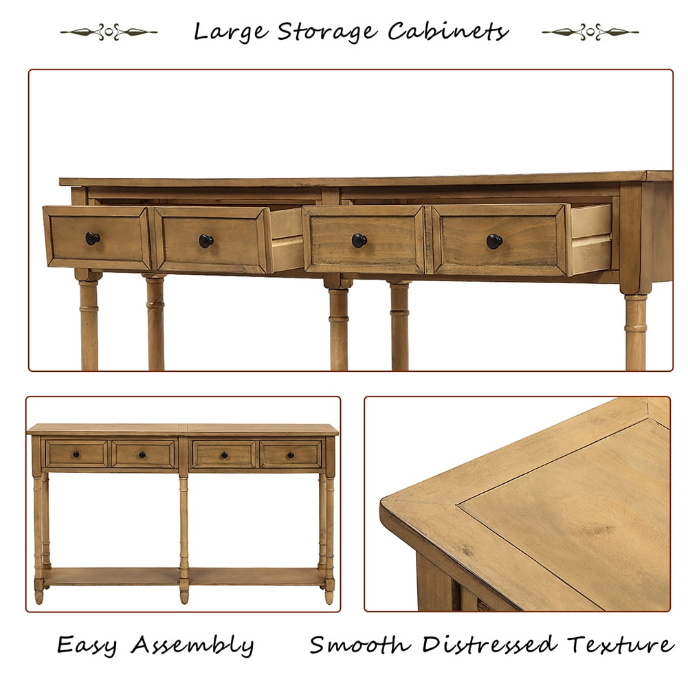 Lowestbest 58" Wood Console Table, Sofa Entryway Table with 2 Storage Drawers and Bottom Shelf for Living Room, Easy Assembly, Old Pine Lowestbest 58" Wood Console Table, Sofa Entryway Table with 2 Storage Drawers and Bottom Shelf for Living Room, Easy Assembly, Old Pine