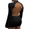thumbnail image 1 of EIMELI Pull à Col Roulé pour Femmes Manches Longues Dos Nu Ajusté Robes Tricotées, 1 of 6