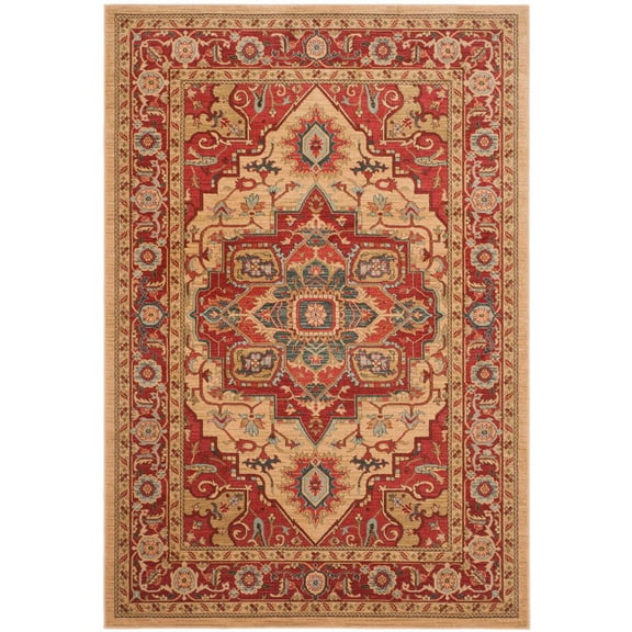 SAFAVIEH Mahal Oswin Oriental Area Rug, Red/Natural, 6'7" x 9'2"