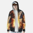 thumbnail image 4 of Goofa Red And White Flame Fox Printed Women's UPF 50+ Sun Protection Hoodie Jacket Lightweight Long Sleeve Sun Shirt for Women with Pocket Hiking Outdoor-Small, 4 of 9