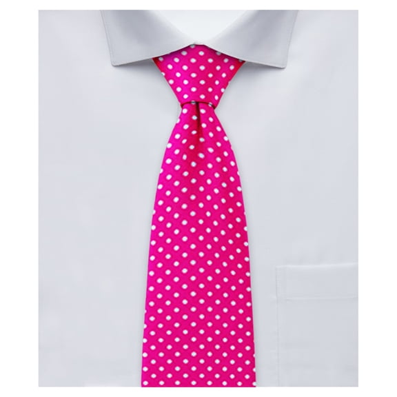 Jacob Alexander Men's Polka Dot Print 2.75 inch Width Slim Neck Tie - Fuchsia Pink