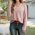 thumbnail image 2 of Bibifish Womens Sweatshirts Casual Long Sleeve V Neck Soft Ribbed Knit Sweatshirts Fall Winter Cozy Basic Ladies Pullover Outerwear Tops, 2 of 6