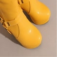 thumbnail image 4 of Yellow Womens Solid Color Boots With Belt Buckle And Platform Heel Mid Calf High Heel For A Trendy Look, 4 of 9