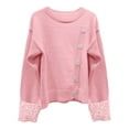 thumbnail image 4 of Fgnfyis Womens Sweaters Asymmetrical Button Pullover Ribbed Knit Soft Comfortable Casual for Fall Winter Fashion Pink, 4 of 4