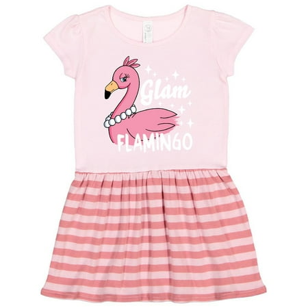 

Inktastic Glam Pink Flamingo with Pearls Gift Toddler Girl Dress