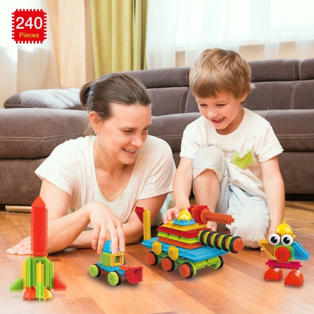 PicassoTiles 240 Piezas De Bloques 3D | Forma De Erizo | Encajan En Cualquier ángulo | Para Niños De 3 Años En Adelante | Juguete STEM Educativo