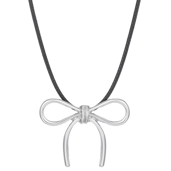 Delicate Silver Bow Necklace Women's Clavicle Chain 42cm/16.53 inch Y1T2