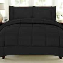 DBOZE 7 Piece Comforter Set Solid All Season Soft Down Alternative Blanket Luxurious, King ,Black