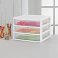 thumbnail image 4 of Sterilite Wide 3 Drawer Unit, Clear Plastic Countertop or Desktop Drawers, White, 4 of 6