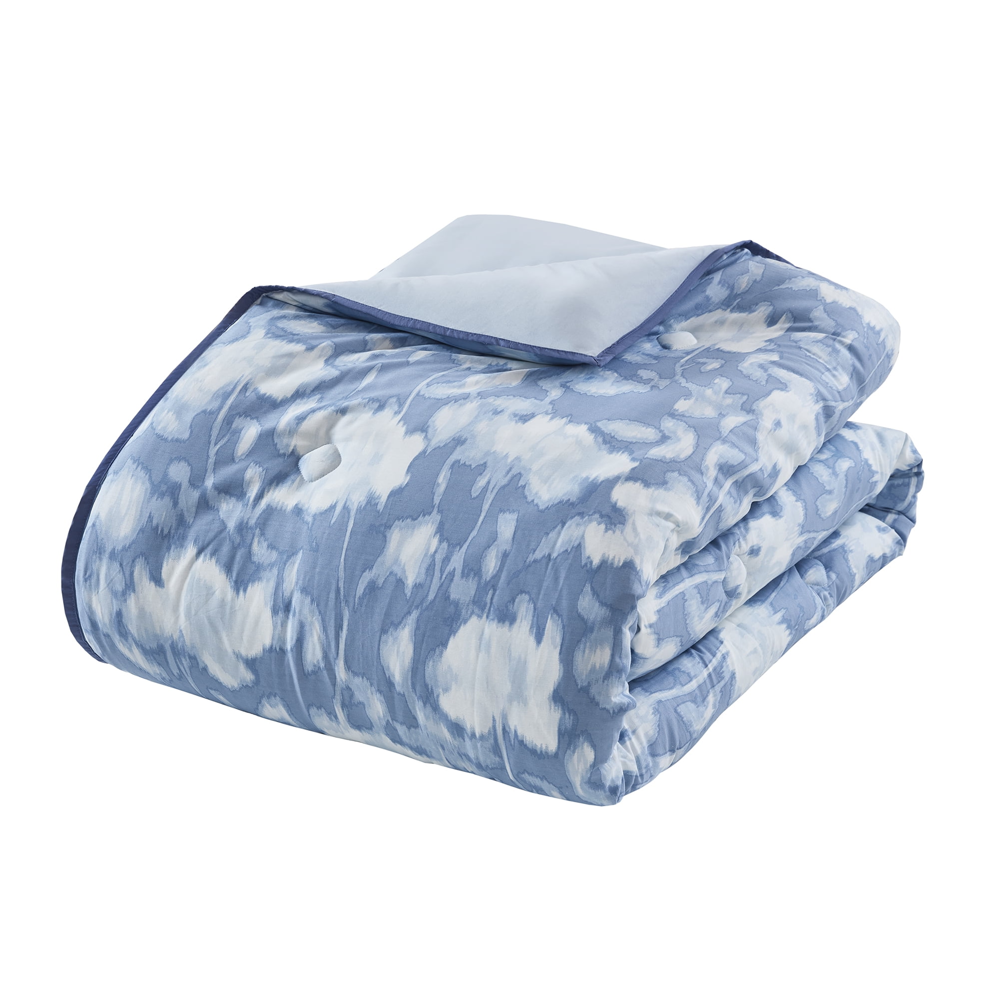 Mainstays Blurred Rose 2-Piece Blue Comforter Set, Twin/Twin XL