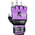 thumbnail image 4 of Kruzak Adult Wear-Resistant Synthetic Leather MMA Gloves for Sparring, Kickboxing, Purple, Large/X-Large, 2 Piece, 4 of 5
