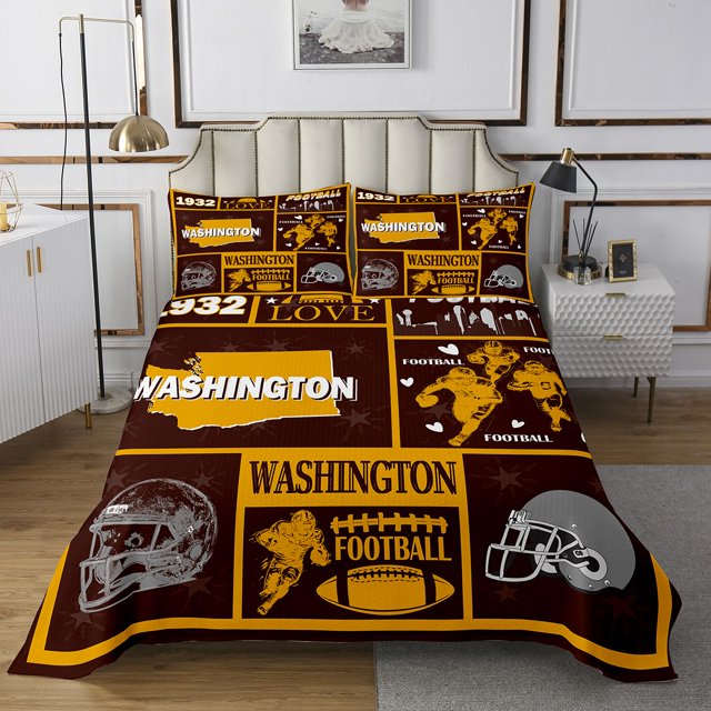 Erosebridal Ensembles de Couvre-Lit Rugby City Format Simple, Courtepointe de Lit Vintage Soccer, Décor Thème Soccer 2 Pcs