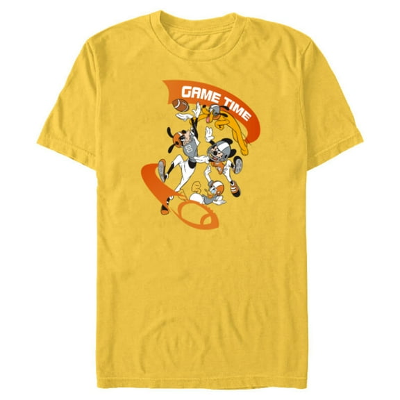 Disney Mickey Goofy Donald & Pluto Game Time Football Sports - Short Sleeve Blended T-Shirt for Adults - Customized-Yellow
