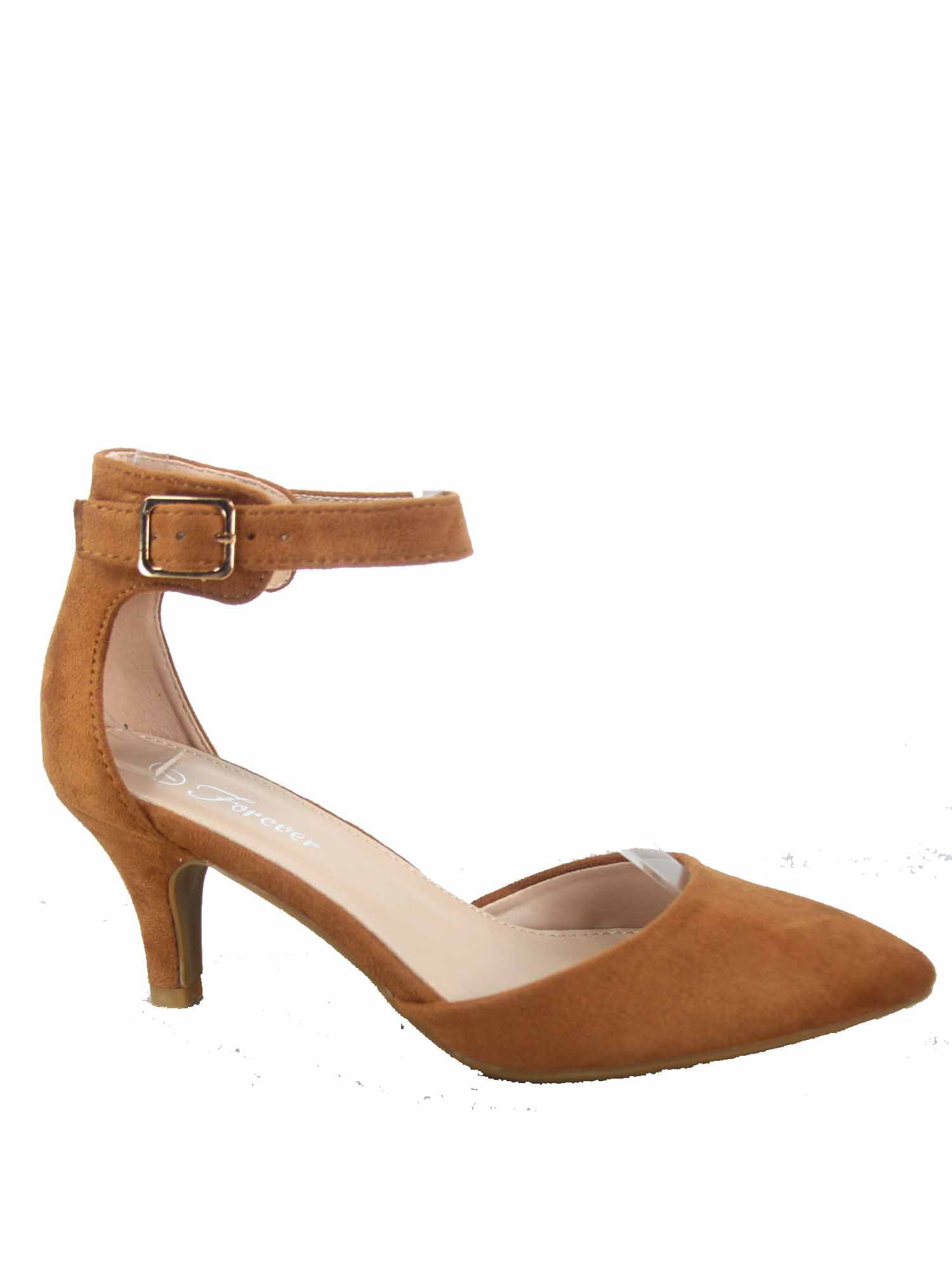 Sunrise37 Women's Ankle Strap Buckle Pointy Toe Stiletto Low Heel