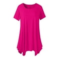 thumbnail image 3 of Pink Plus Size Womens Shirts, Short Sleeve Plus Size Tshirts for Women, Polyester Womens Shirts Dressy Casual, Womens O Neck Collar Color Solid Plus Size Casual Blouse Tops, 3 of 3