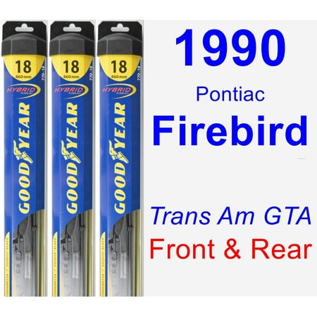 1990 Pontiac Firebird Formula - 1990 Pontiac Firebird (Trans Am GTA) Wiper Blade Set/Kit (Front & Rear) (3 Blades) - Hybrid
