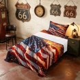 thumbnail image 3 of Manfei Realistic American Flag Twin Sheets, Fireworks Bedding, Red White Blue, Black Reversible 3pcs (1 Flat Sheet, 1 Fitted Sheet and 1 Pillowcase), 3 of 6