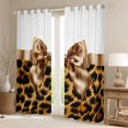 thumbnail image 2 of Feelyou Brown Bow Black Out Curtains, Cheetah Print Curtains Pack of 2 (42x63 Each), 2 of 6