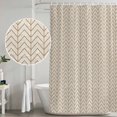 thumbnail image 5 of 54x78 Inch Shower Curtain Decorative Simple Line Linen Texture Bathtub Bath Curtains Fabric Waterproof Bathroom Decor, Beige Modern Art Geometric Small Stall Shower Curtain Set with 12 Hooks, 5 of 7