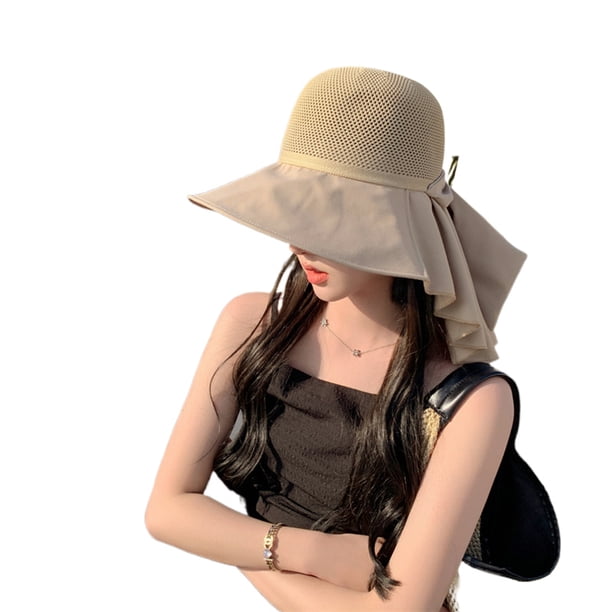 Methold Sombrero de sol duradero de poliéster para mujer, protección del cuello, sombrero de verano moderno y transpirable para mujer Sombreros Caqui