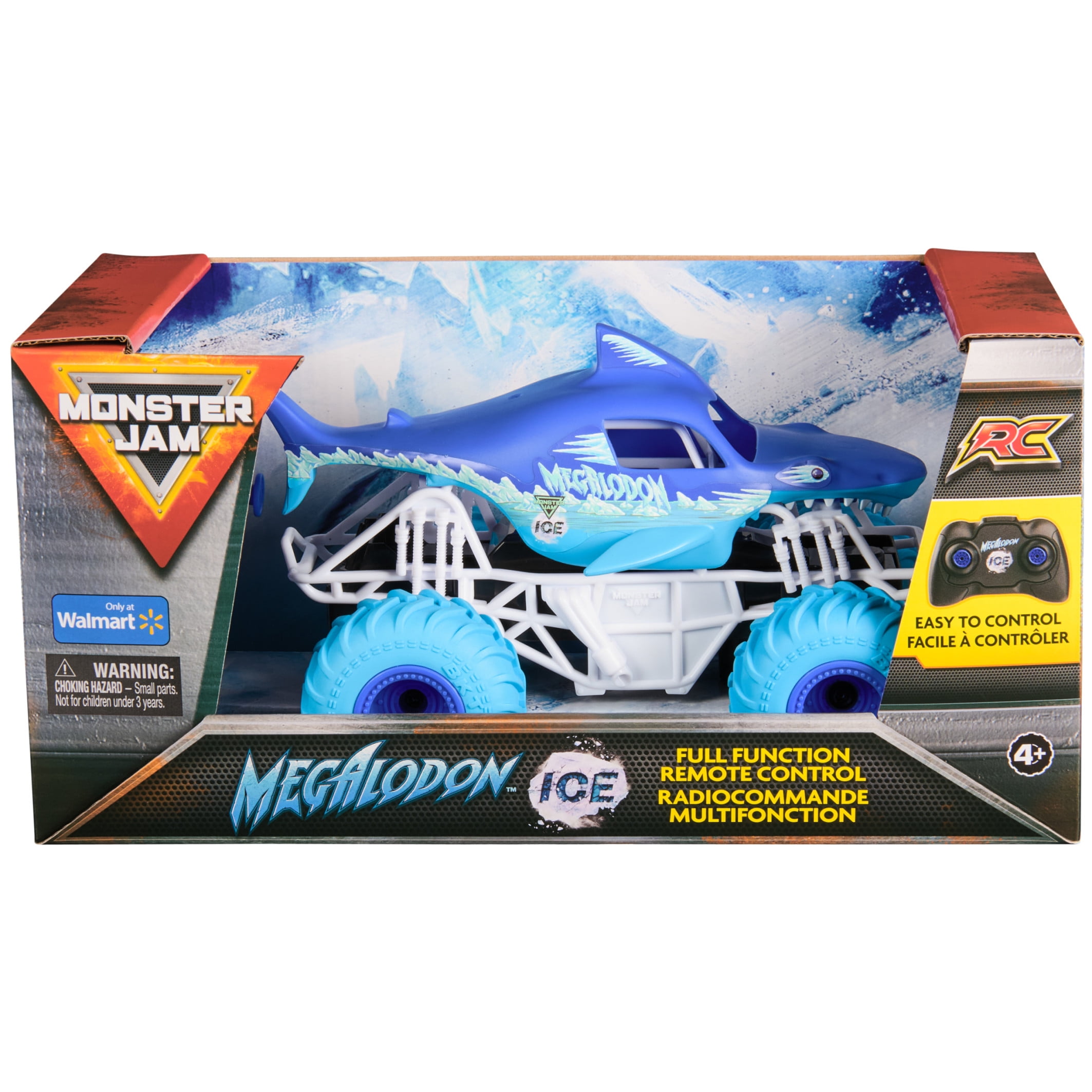 Monster Jam, Megalodon Ice RC Monster Truck in 1:24 Scale, Kids Toys for Boys