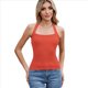 thumbnail image 3 of Camisetas Sin Mangas de Canalé para Mujer (2025), de Punto con Cuello Cuadrado, Básicas e Informales de Verano. Naranja y Rojo M, 3 of 8