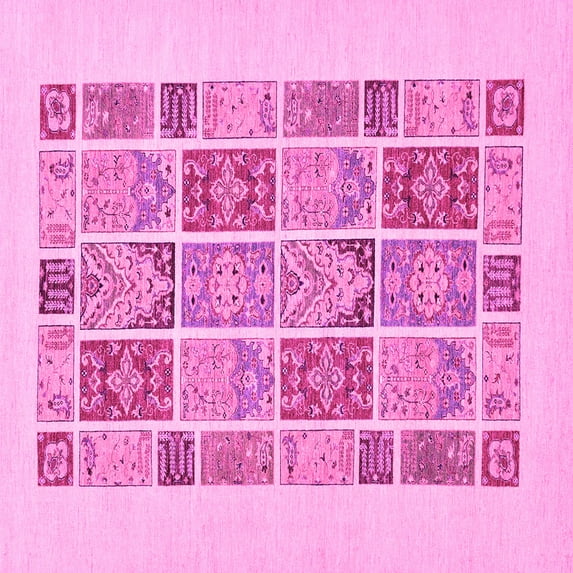 Ahgly Company Indoor Square Abstract Pink Modern Area Rugs, 6' Square