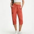 thumbnail image 4 of Scyoekwg Womens Capris Comfy Loose Casual Elastic Waist Drawstring Outdoor Sports Jogger Pants Pockets Solid Color Ladies Sweatpants Pants Orange,S, 4 of 8