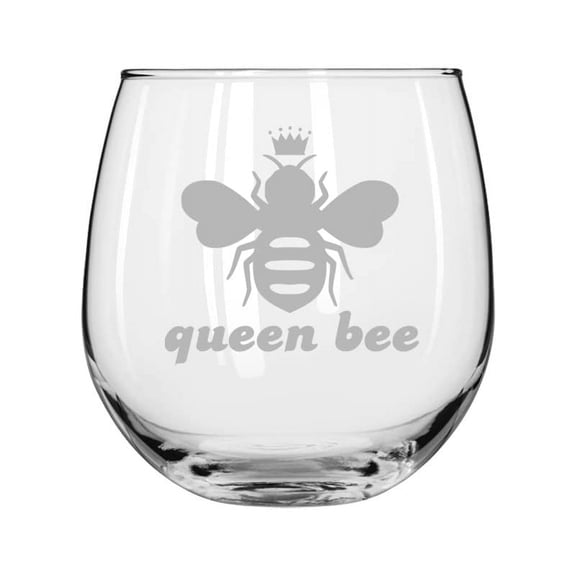 Wine Glass for Red or White Wine Queen Bee (16 oz Stemless)
