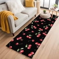 thumbnail image 3 of 2x6 Kitchen Runner Rug, Cherry Rustic Non-Skid Rubber Backing Large Rectangle Rugs - Living Room Bedroom Home Office, Spring Summer Tropic Fruit Black Indoor Floor Mat Carpets Washable Rug, 3 of 9