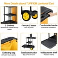 thumbnail image 6 of TUFFIOM Commercial Traditional Cleaning Janitorial 3-Shelf Cart, 500 Lbs Capacity Housekeeping Cart, 42.5"L x 18.7"W x 37.6"H , Wheeled with 22 Gallon Zippered Yellow Vinyl Bag and Cover w lid , Blue, 6 of 18