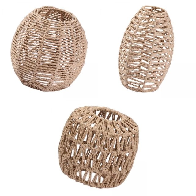3 uds. De lámparas colgantes bohemias, pantalla colgante de mimbre, decoración para el hogar y 18cmx26cmx6.5cm Yuyangstore Pantalla tejida