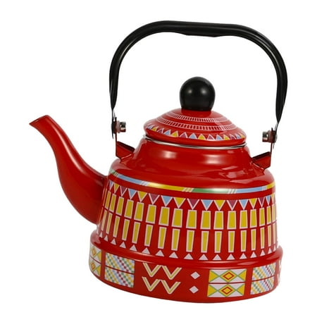

2.5L Porcelain Enameled Teakettle with Handle No Whistling Hot Water Tea Kettle Pot for Hotel Home Kitchen Stovetop Red