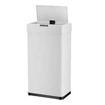Touchless Sensor Trash Can, 21.1 Gal Smart Automatic Bin, Stainless Steel Garbage Can with Soft-Close, Bag Ring & Light - Kitchen, Office, Living Room (White)