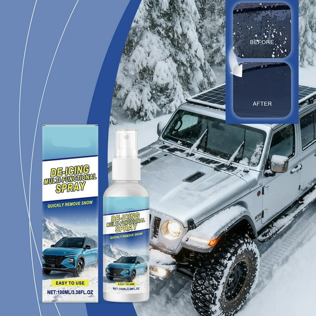 Spray for Car Window Ice Removal, 100ml Long-Lasting De-Icing Formula for Quick Winter Defrosting, Safe on All Auto Glass Surfaces, Convenient Anti-Freeze Protection for Emergency Vehicle Care