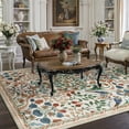 thumbnail image 2 of BERTHMEER 4'x6' Area Rugs for Living Room Bedroom Rugs Non Slip Washable Floral Beige Vintage Carpets Oriental Flower Office Dorm Dining Room Traditional Throw Rugs, Multicolor, 2 of 6