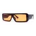 thumbnail image 2 of Square Futurist Shield Narrow Rectangle Flat Top Plastic Sunglasses Black - Orange, 2 of 4