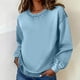 thumbnail image 2 of RKSTN Denim Sweatshirt for Women Oversized Crewneck Hoodless Sweatshirts Tops Womens Casual Solid Plus Size Round Neck Loose Comfy Long Sleeve T Shirt Fall Spring Clothes, 2 of 10