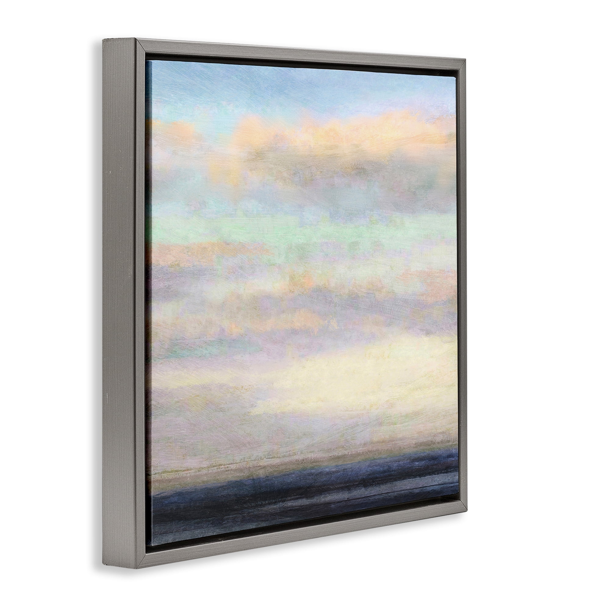 Stupell Industries Cloudy Abstract Bay Scene Coastal Painting Gray Floater Framed Canvas Art Print Wall Art, 18 x 18